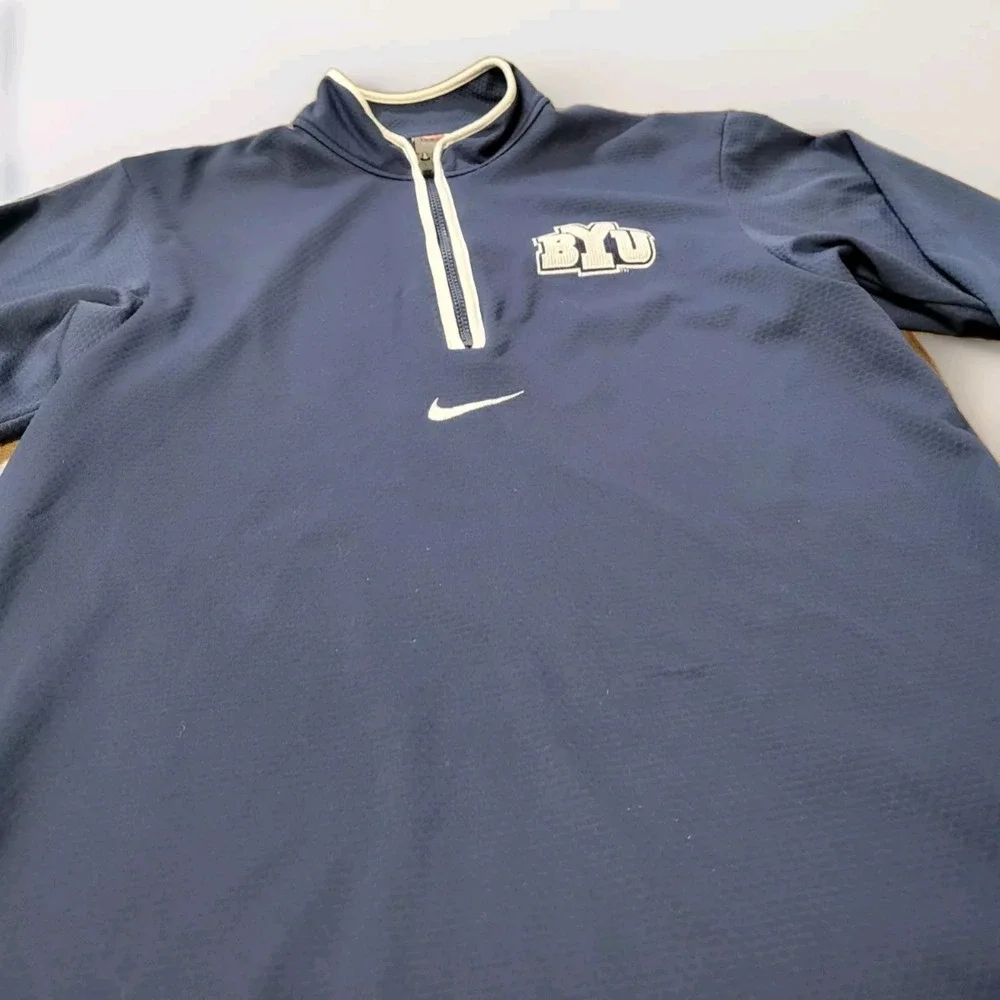 BYU Nike Running DriFit Quarter Zip Pullover Mens Sz S Long Sleeve Brigham Young